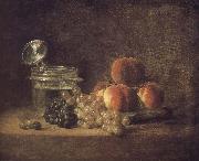 Jean Baptiste Simeon Chardin, Cold peach fruit baskets with wine grapes